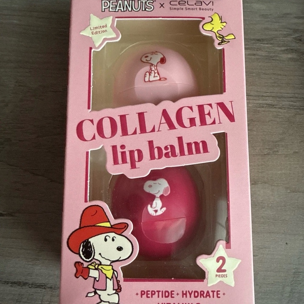 Peanuts x Celavi Pink Collagen Lip Balm Set Stocking Stuffer!